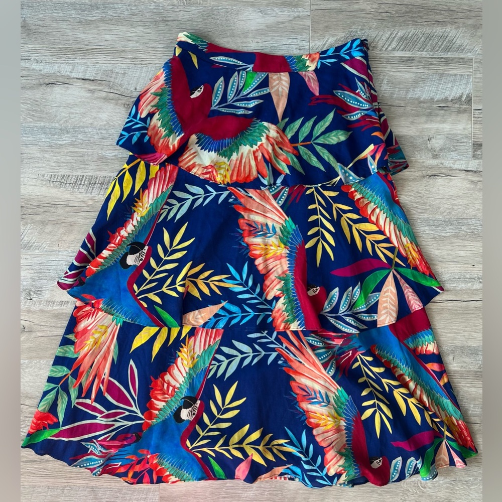Farm Rio Fatima Tiered Midi Skirt Size Small - Picture 1 of 13